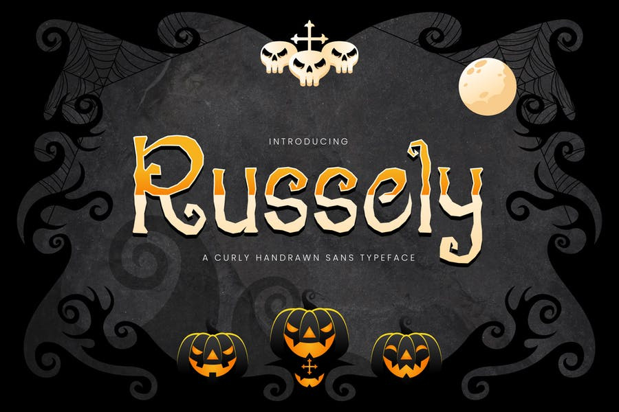 Russely - Curly Handrawn Halloween Font Free Download Russely - Curly Handrawn Halloween Font Free Download